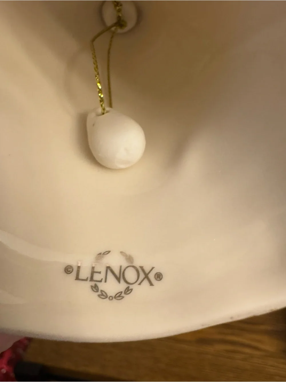 Lenox Holiday Porcelain Angel Bell Ornament with Gold Harp EUC No Box